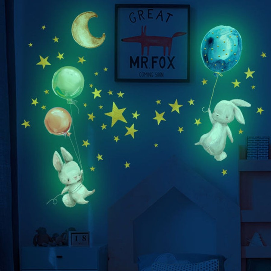 Kids Bedroom Mini Me Ltd | Glow In The Dark Wall Sticker - Bunny & Balloon