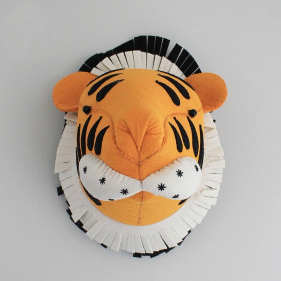 Kids Bedroom Mini Me Ltd | Tiger-Felt Animal Head /Hand Made Room Deco