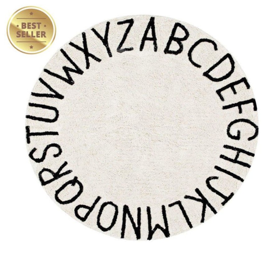 Kids Bedroom Mini Me Ltd | White Round Alphabet Rug