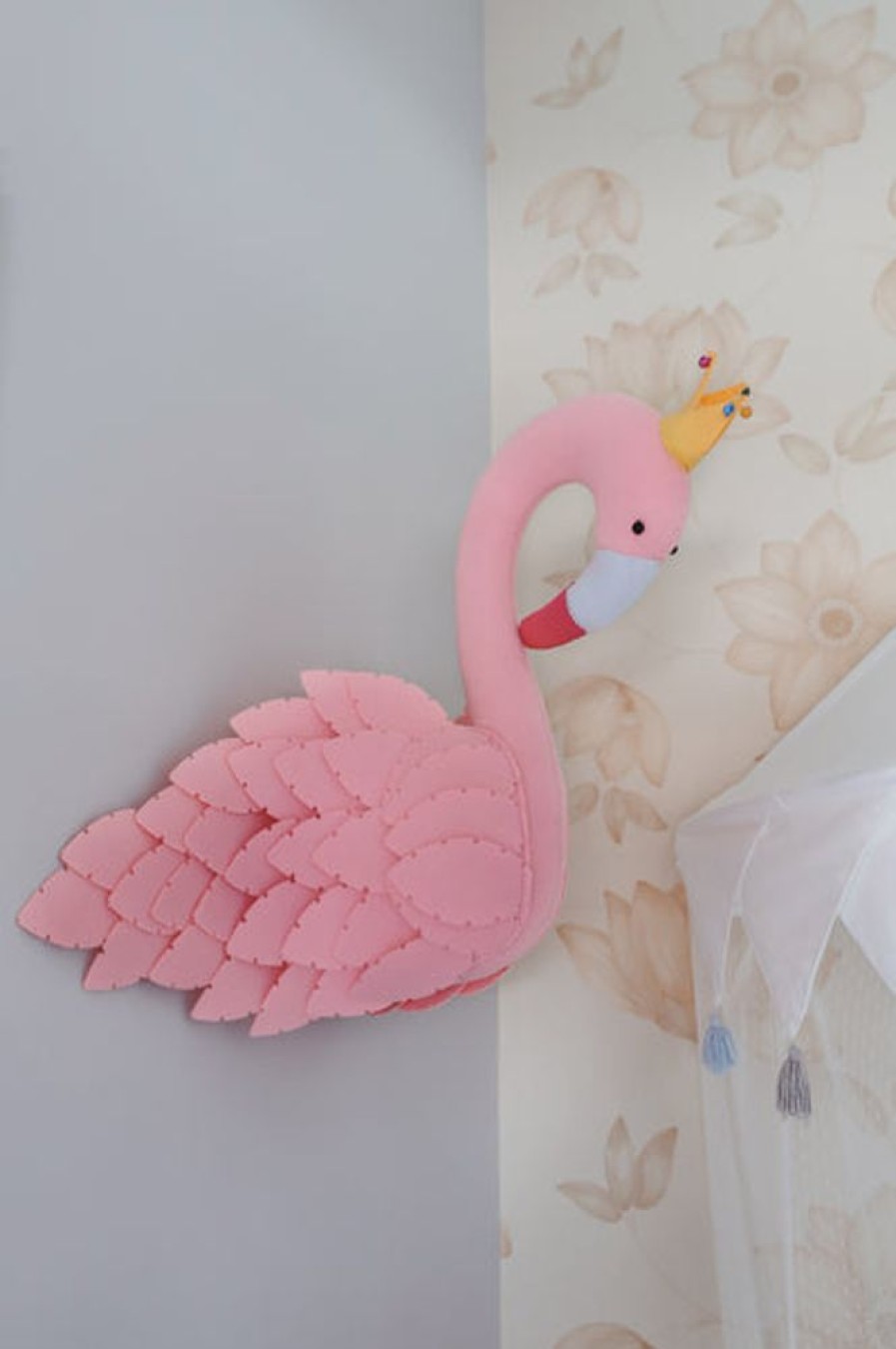 Kids Bedroom Mini Me Ltd | Pink Swan W-Felt Animal Head /Handmade