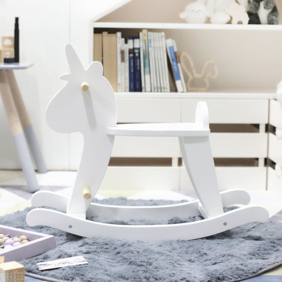 Toy Mini Me Ltd | White Wooden Rocking Unicorn