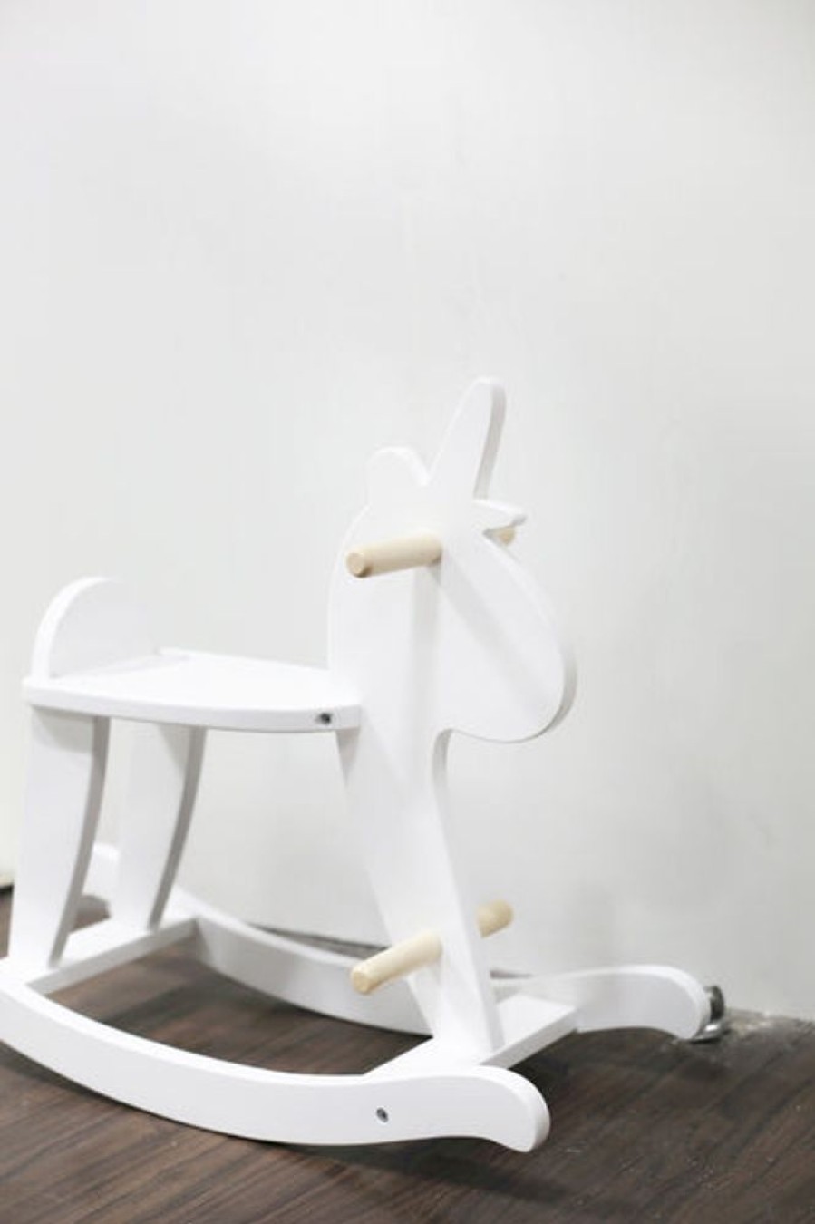 Ride On Mini Me Ltd | White Wooden Rocking Unicorn