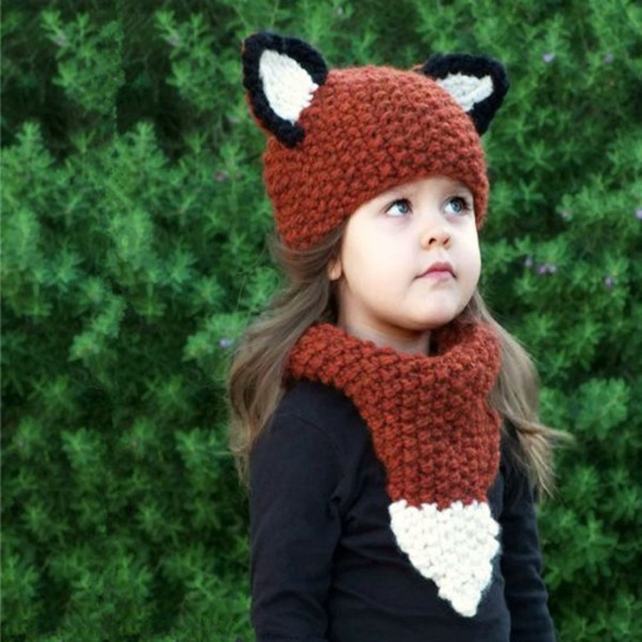 Accessories Mini Me Ltd | Fox #2 Kids Knitted Hat (3Y-8Y)