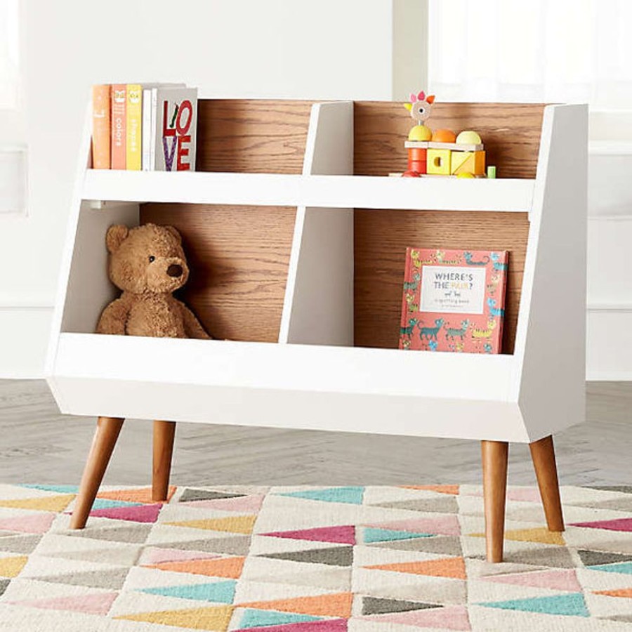 Kids Bedroom Mini Me Ltd | Walnut And White Mid-Century Bookcase