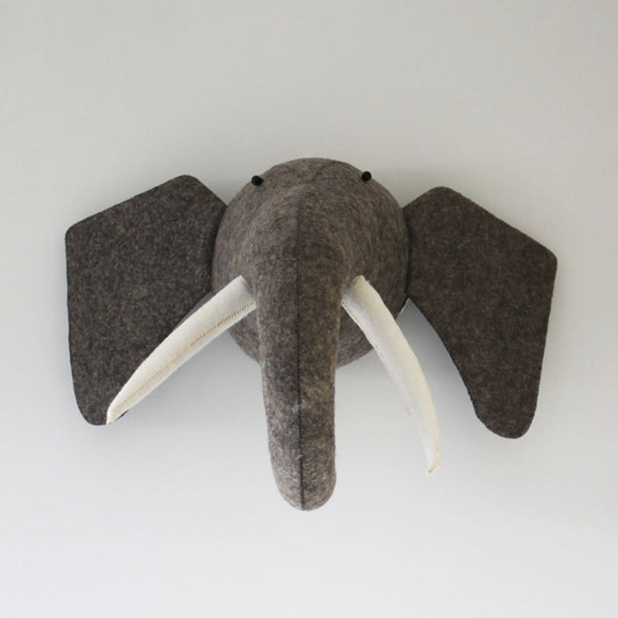 Kids Bedroom Mini Me Ltd | Elephant-Felt Animal Head /Hand Made Room Deco