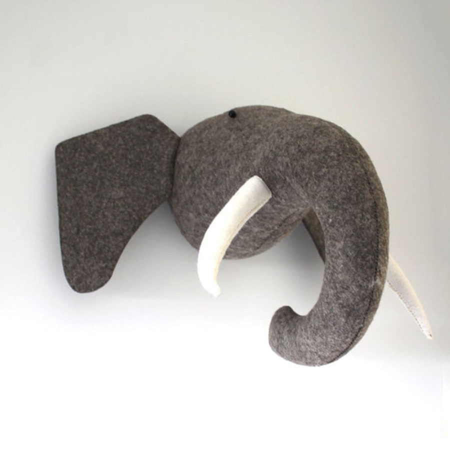 Kids Bedroom Mini Me Ltd | Elephant-Felt Animal Head /Hand Made Room Deco