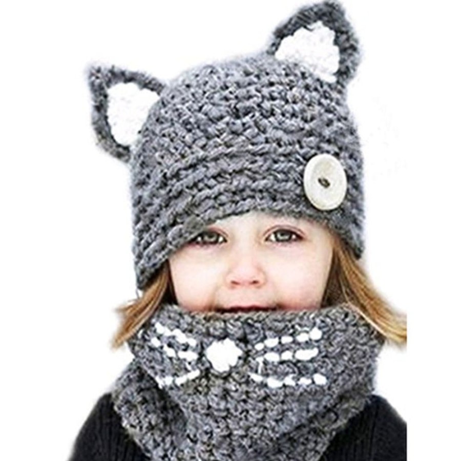 Accessories Mini Me Ltd | Fox Ear Kids Knitted Hat (3Y-8Y)