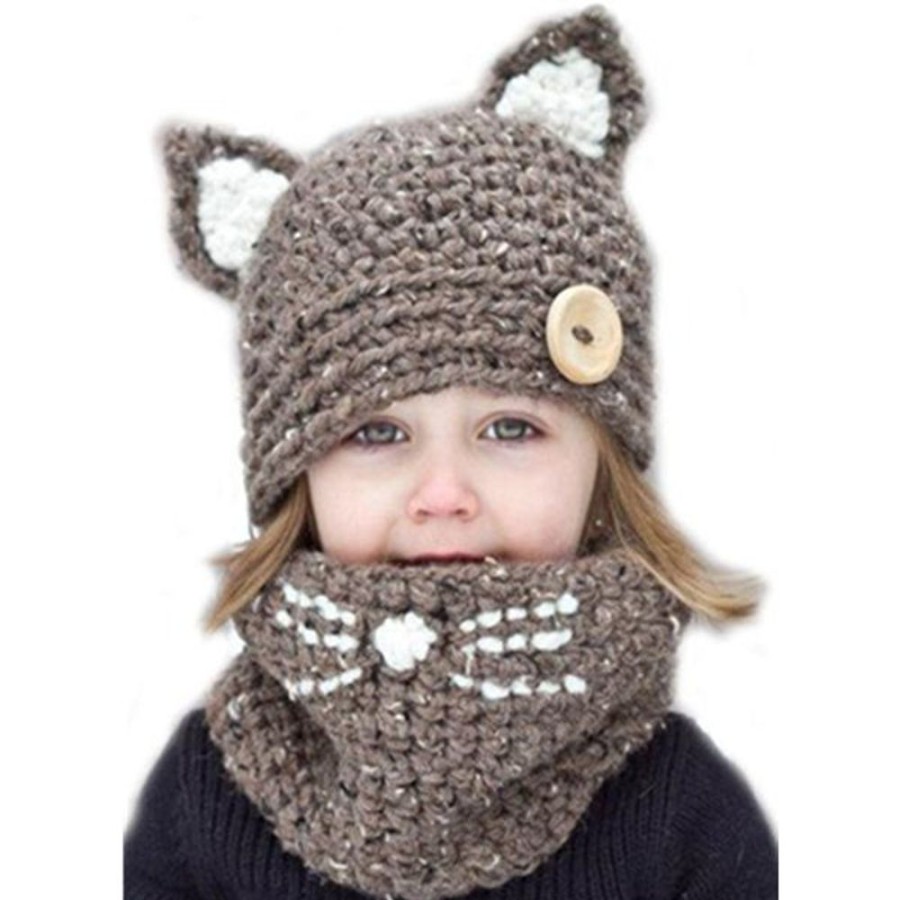 Accessories Mini Me Ltd | Fox Ear Kids Knitted Hat (3Y-8Y)