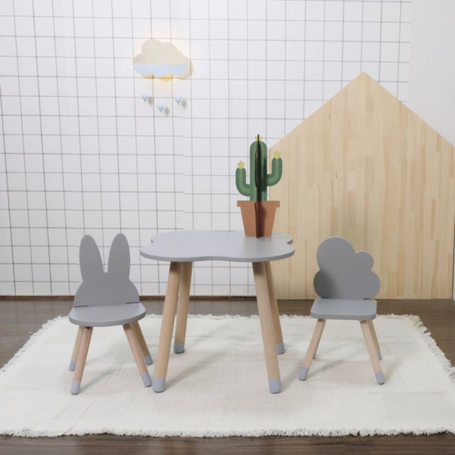 Kids Bedroom Mini Me Ltd | Grey Fun Wooden Kids Table And Chairs Set