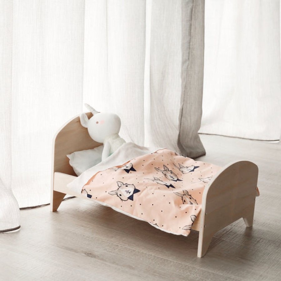 Toy Mini Me Ltd | Wooden Doll Bed + Bedding Set (Mr. Rabbit)